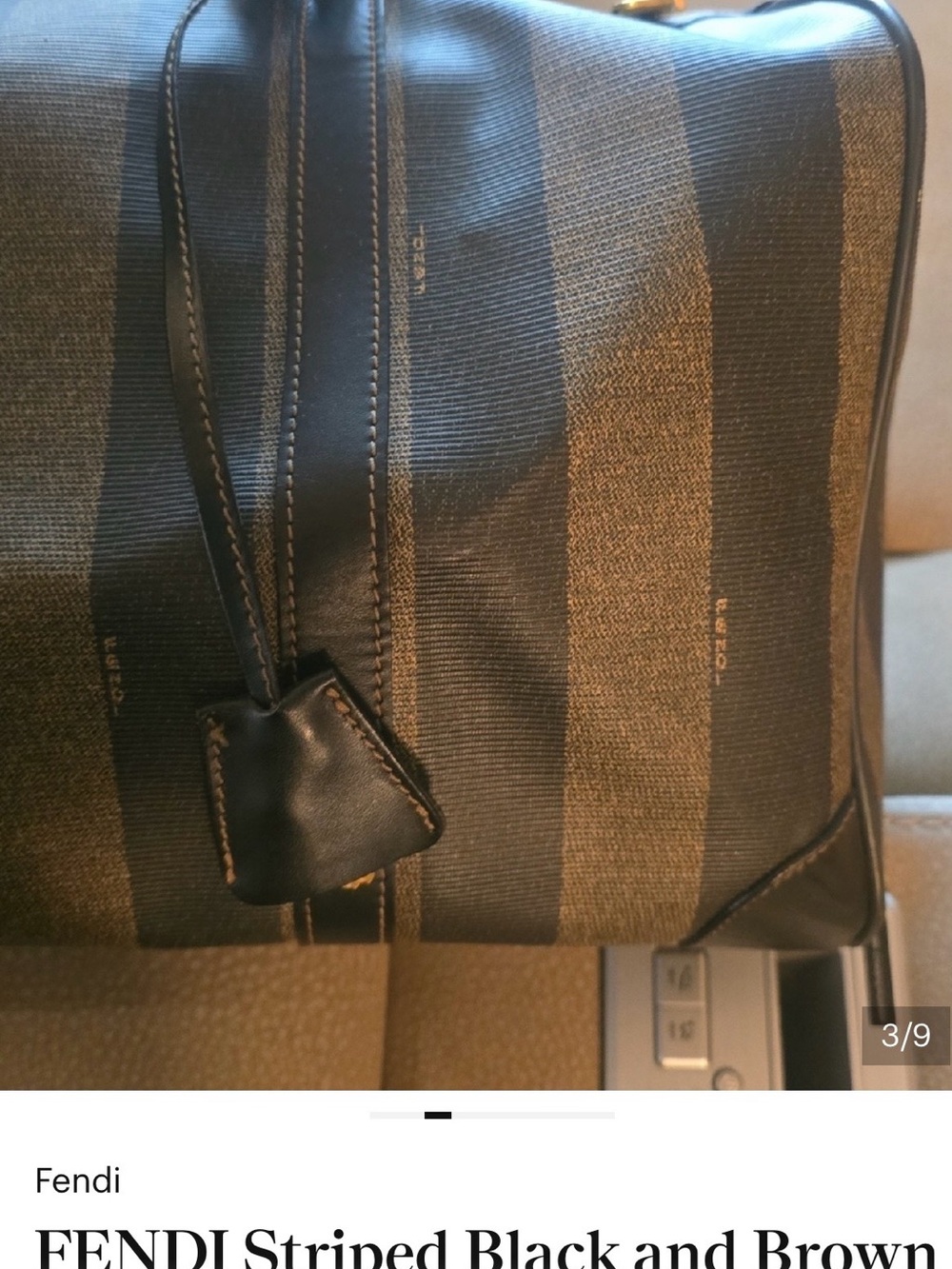 FENDI Striped Black and Brown DUFFLE Carry Bag - Picture 3 of 13